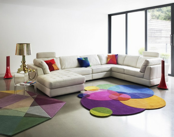 bunte Teppiche - im modernen hellen wohnzimmer