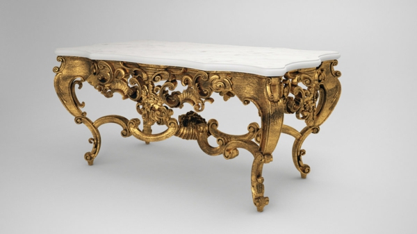 barocktisch - goldene ornamente und weißer oberteil