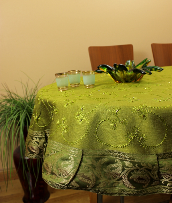 Tischdecke mit runder form - grüne schicke farbe