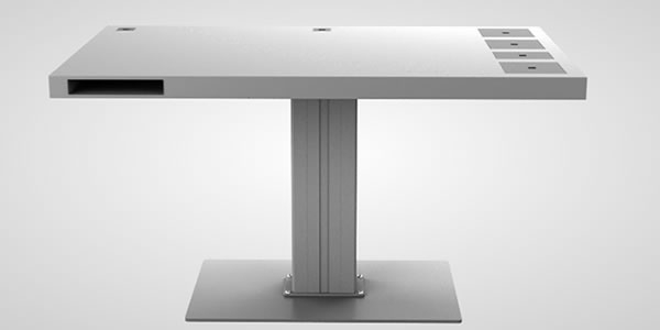 designerschreibtisch - quadratischer weißer tisch