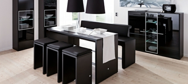 modernes-schwarzes-esszimmer-möbelset-esszimmerstühle-esszimmertisch-design-ideen