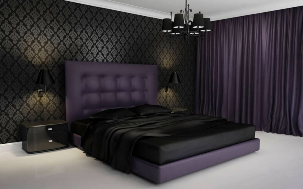 einzigartiges-Schlafzimmer-in-dunklen-Farbtönen