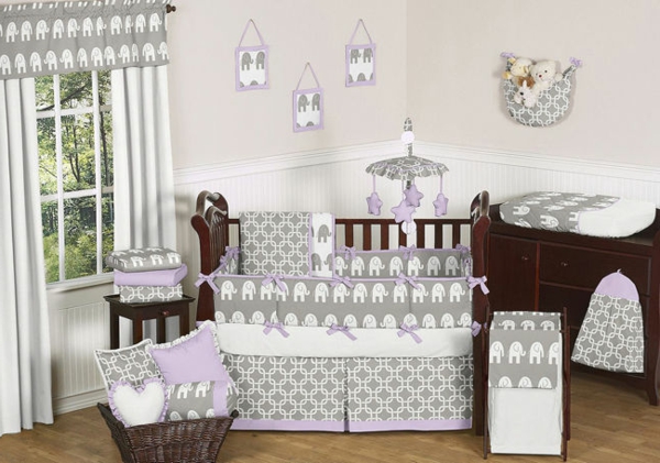 elegante-bettwäsche-lila-grau-babyzimmer-komplett-günstig-babyzimmer-set