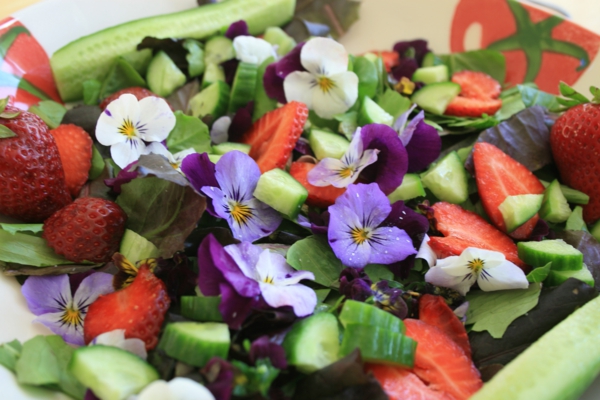 salat-mit-gurken-und-erdbeeren-speisen-deko-floral-blumen-essen-