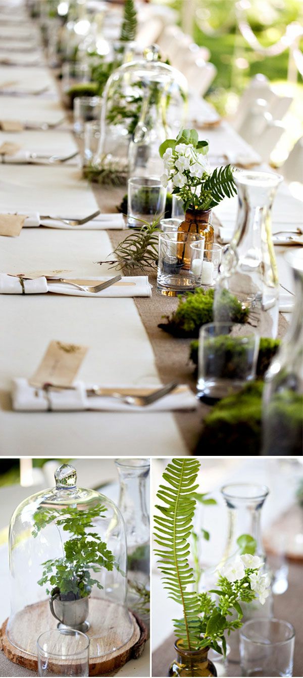 wunderbare-deko-ideen-für-den-tisch-mit-grünen-pflanzen-in-gläsern-auf-dem-tisch-gartenparty-design-ideen