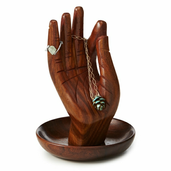 Ständer-Hand-Holz-Ring-Stein-Armreif-grüner-Zapfen-Afro-Stil