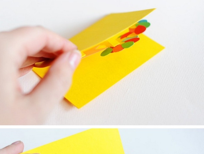 karte.basteln vorlage ausgefallene geburtstagskarten selber basteln klappkarte basteln gelb mit ballons anleitung geburtstagskarte basteln aus papier