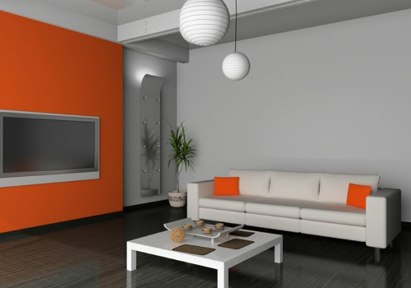 orange-wohnzimmer-design-graue-schöne-wände