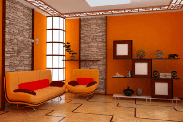 orange-wohnzimmer-design-interessantes-retro-modell
