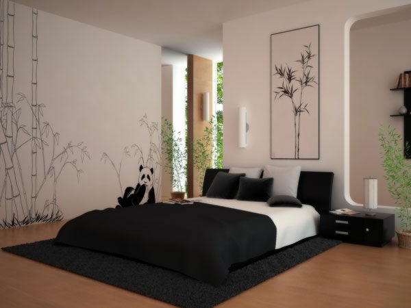 originelle-schlafzimmer-ideen-bett-in-weiß-und-schwarz