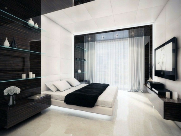 originelle-schlafzimmer-ideen-weiß-und-schwarz-kombinieren