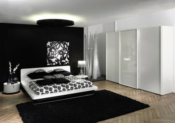 originelle-schlafzimmer-ideen-weiß-und-schwarz-zusammenbringen