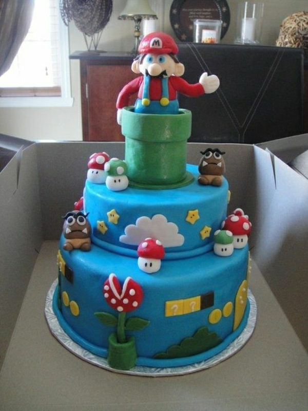 Super Mario Torte originelle-torten-verzieren--geburtstagsparty-kinder-tolle-torten-bestellen-super-mario-charaktere
