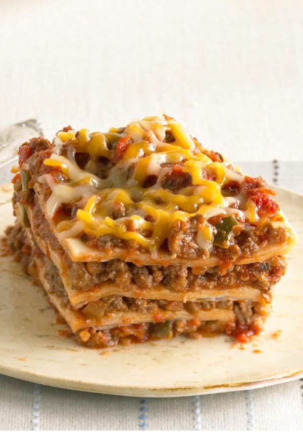 Lasagna-Käse-Fleisch-Tomaten