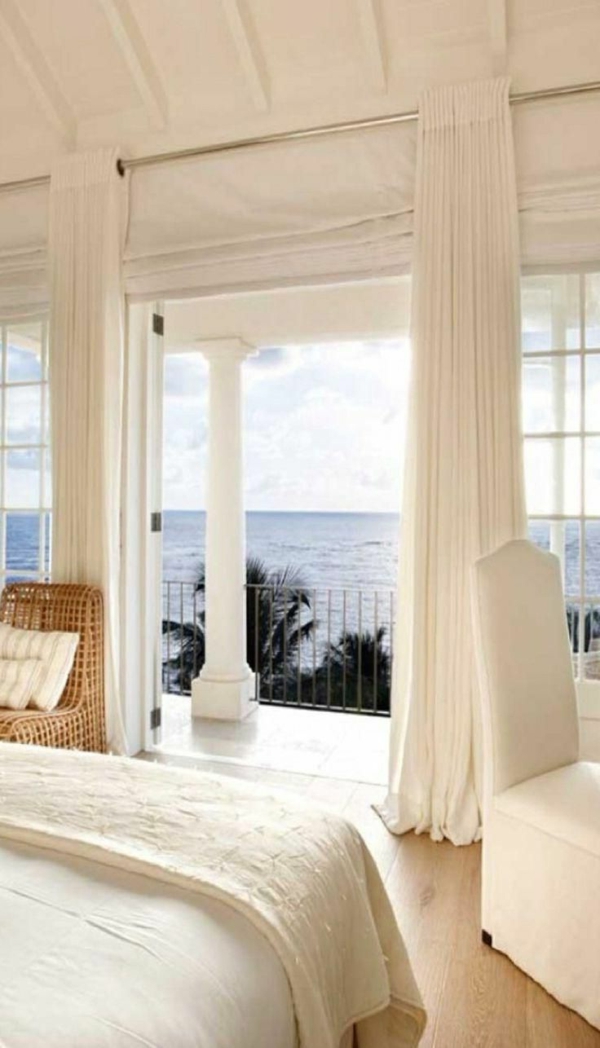 Meeransicht-Spalte-Vorhang-weiß-Zuckerrohr-Stuhl