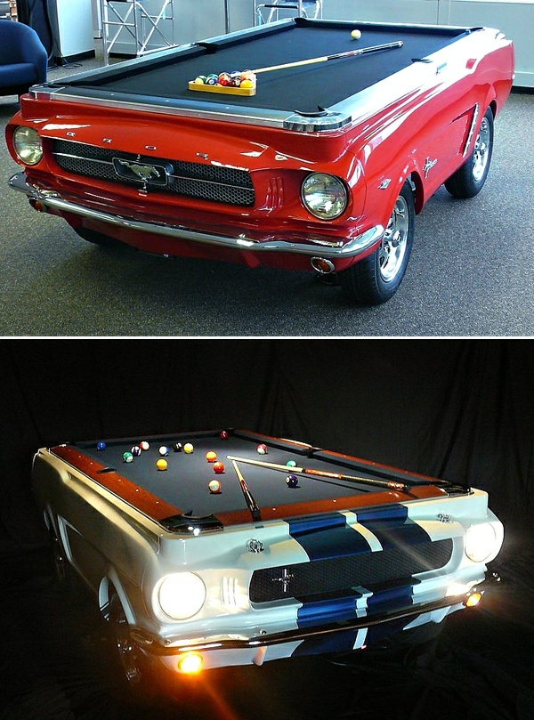 Retro-Mustang-Spieltisch-zwei-Modelle-rot-weiß