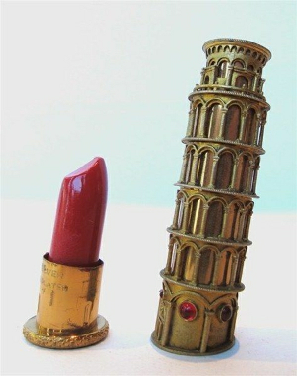 Vintage-Lippenstift-Pisa-Turm-Metall