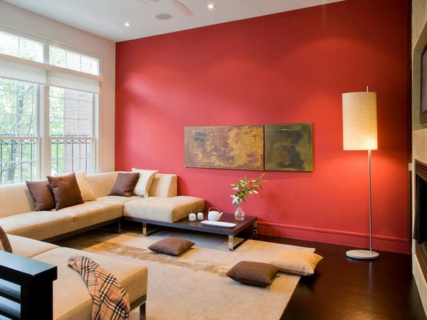 interessantes-design-wohnzimmer-gestalten-wohnzimmer-rote-wand-einrichten-einrichtugsideen-wohnzimmer-moderne-wandgestaltung Rote Wand