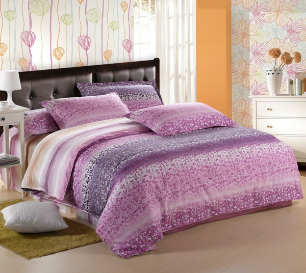 schlafzimmer-einrichten--schöne-bettwäsche-rosa-schlafzimmer-ideen-elegante-bettwäsche