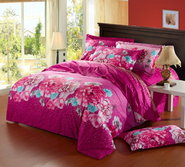 -schlafzimmer-einrichten-schöne-bettwäsche-rosa-schlafzimmer-ideen