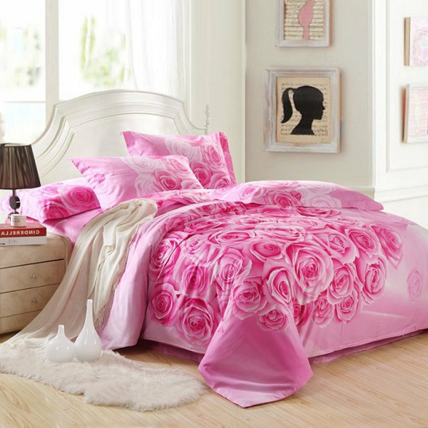 schlafzimmer-inspiration- schlafzimmer-gestalten-schöne-bettwäsche-rosa-rosen
