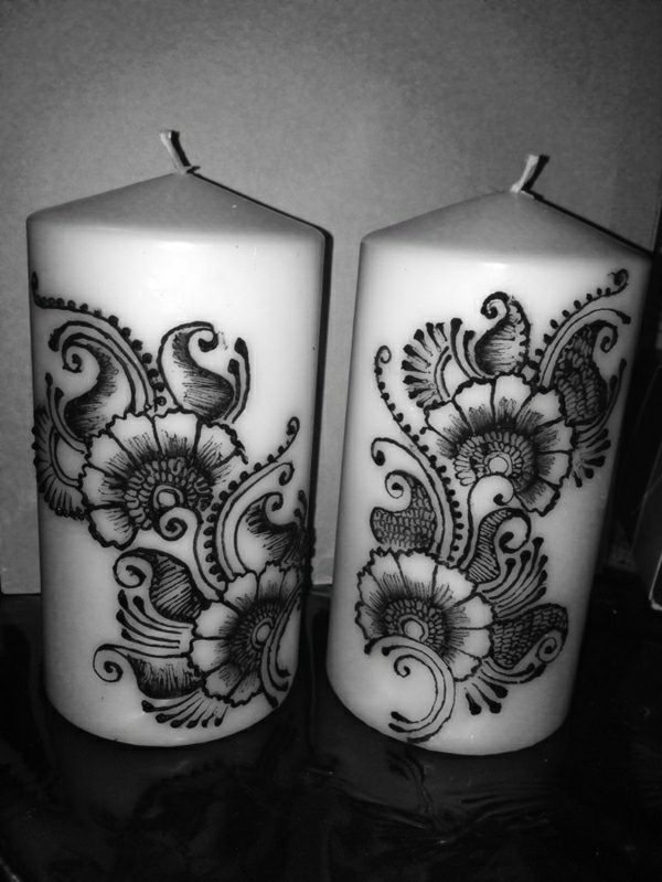 weiße-Kerzen-Henna-Dekoration