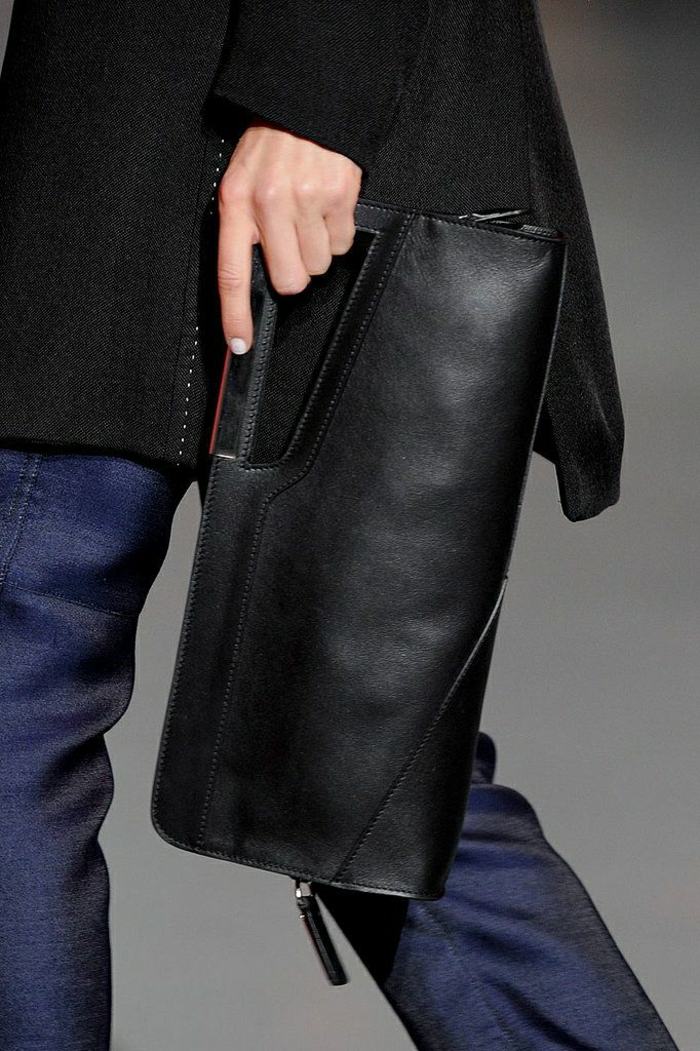 Clutch-elegant-schwarz-Jeans-Mantel