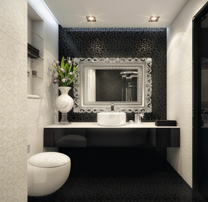 badezimmer-in-schwarz-und-weiß-deckenleuchten