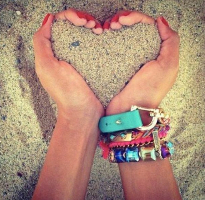 cool-Strand-Sand-Herz-Hände-Armbänder