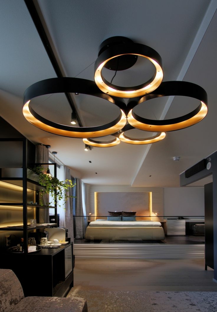 deckenbeleuchtung-für-schlafzimmer-schwarze-hängende-lampen