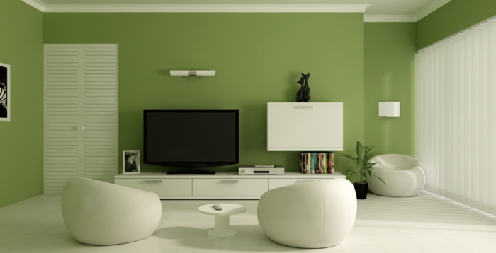 grüne-wandfarbe-moderne-möbel-im-wohnzimmer