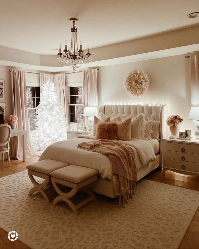 moderne luxus jugendzimmer mädchen großes bett beige töne luxuriöse inneneinrichtung minimalistische inneneinrichtung
