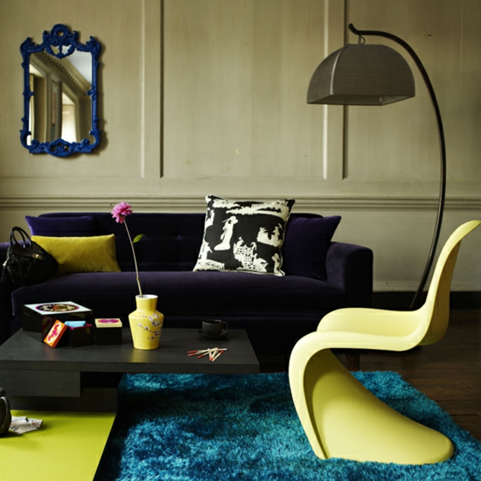 retro-wohnzimmer-schöner-gelber-sessel - deko vintage