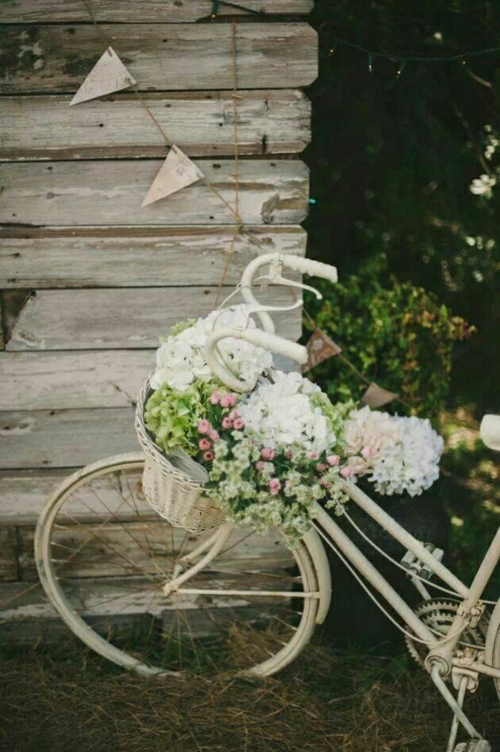 weißes-vintage-Fahrrad-Korb-Blumen-Holzgebäude