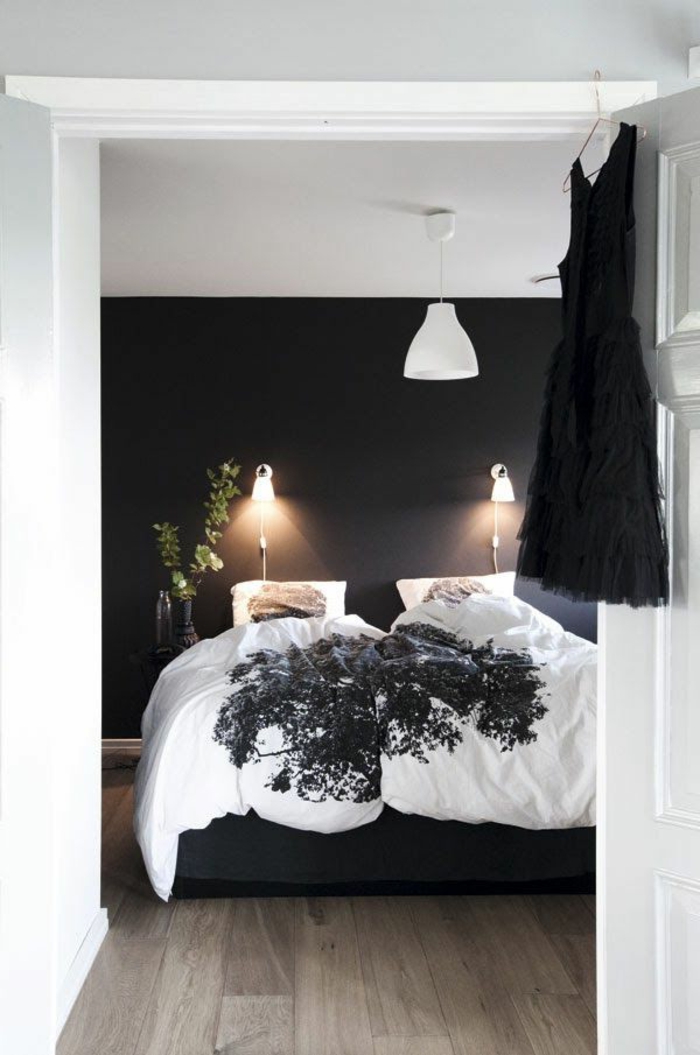wohnideen-in-schwarz-und-weiß-süßes-schlafzimmer