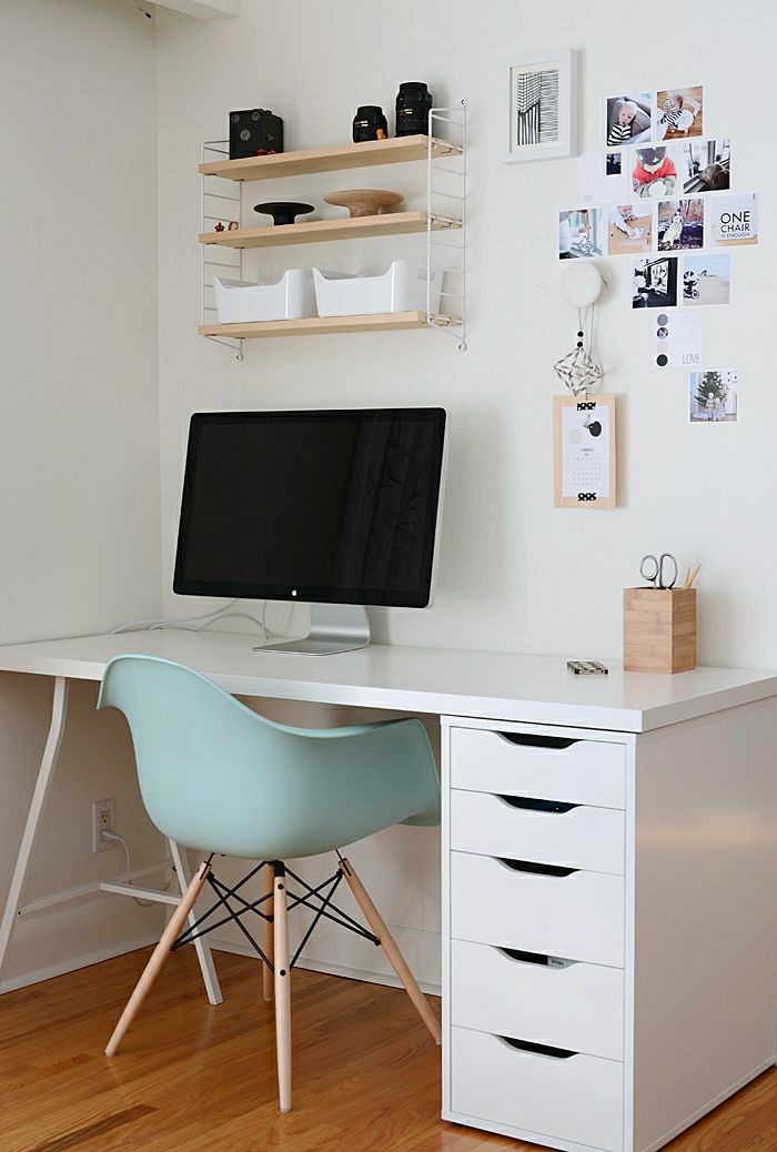 Designer-Schreibtisch-Schubladen-Stuhl-interessantes-Design-Fotos-Computer-hölzerne-Regale