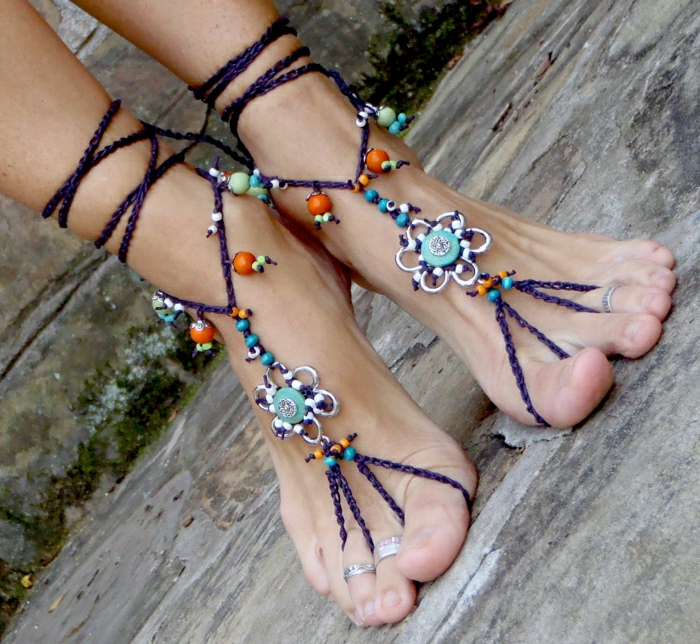 Hippie-Sandalen-Schmuck-barfuß-Boho-Stil