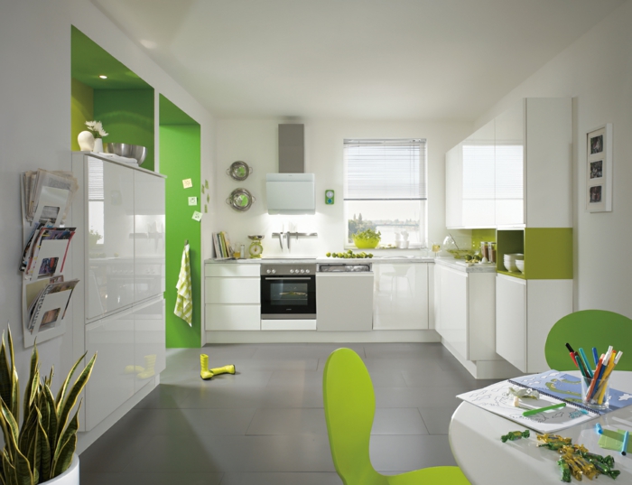 farbe-in-der-küche-grün-und-weiß-kombinieren
