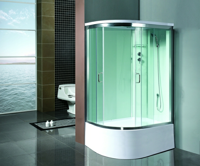 gebogene-grüne-Kabine-Dusche-Toilette-Meeransicht-Fliesen