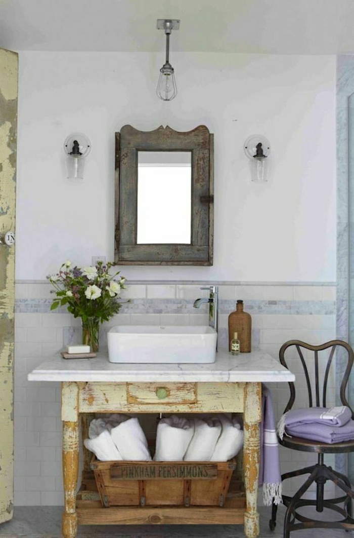 rustikales-Badezimmer-Waschbecken-Tischplatte-Marmor
