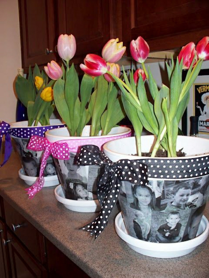 Blumentöpfe-Tulpen-Kinder-Fotos-Muttertag-Geschenk-Idee
