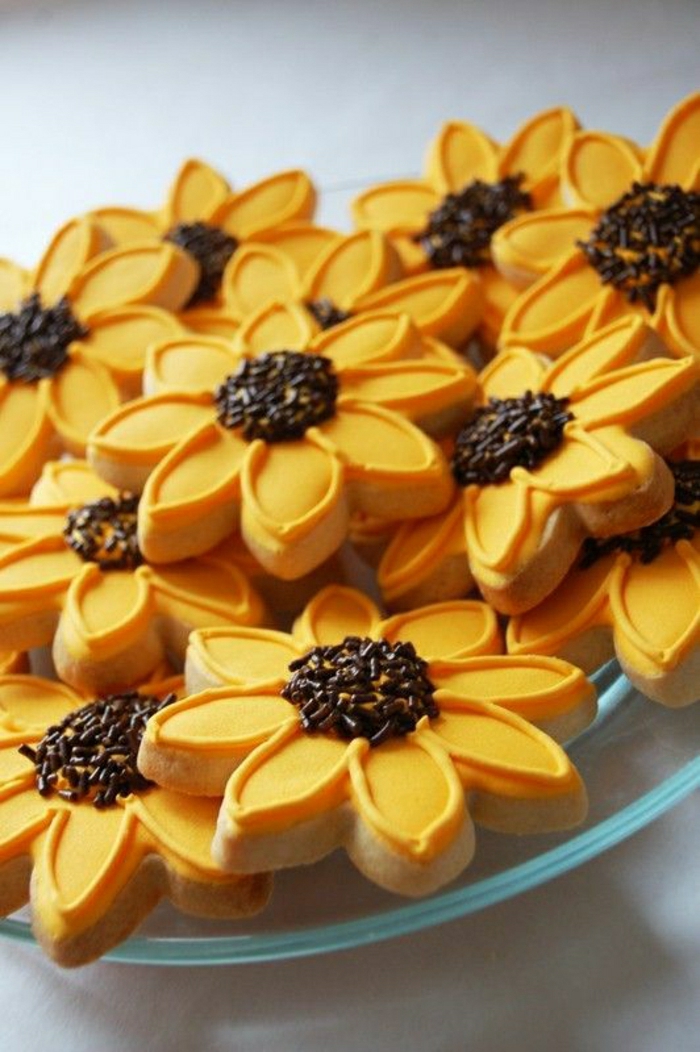 Cookies-Süßigkeiten-Sonnenblume-Form-lecker-süß