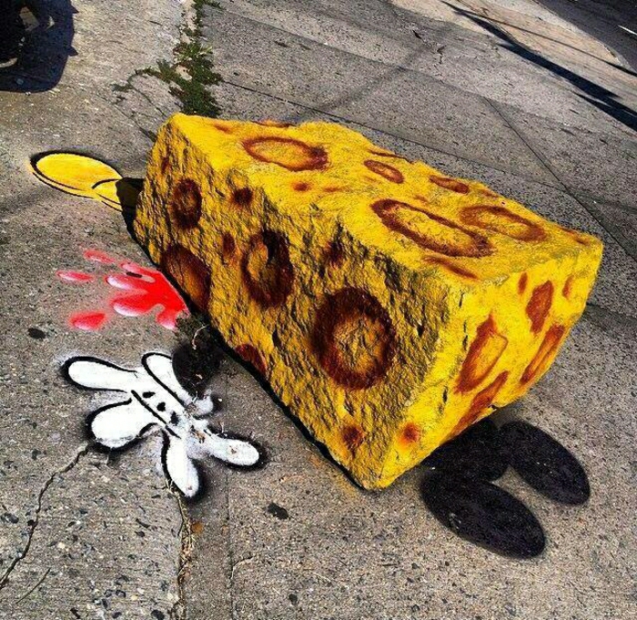 Graffiti-lustige-Idee-Käse-Stein-Mickey-Mouse-Zeichnung