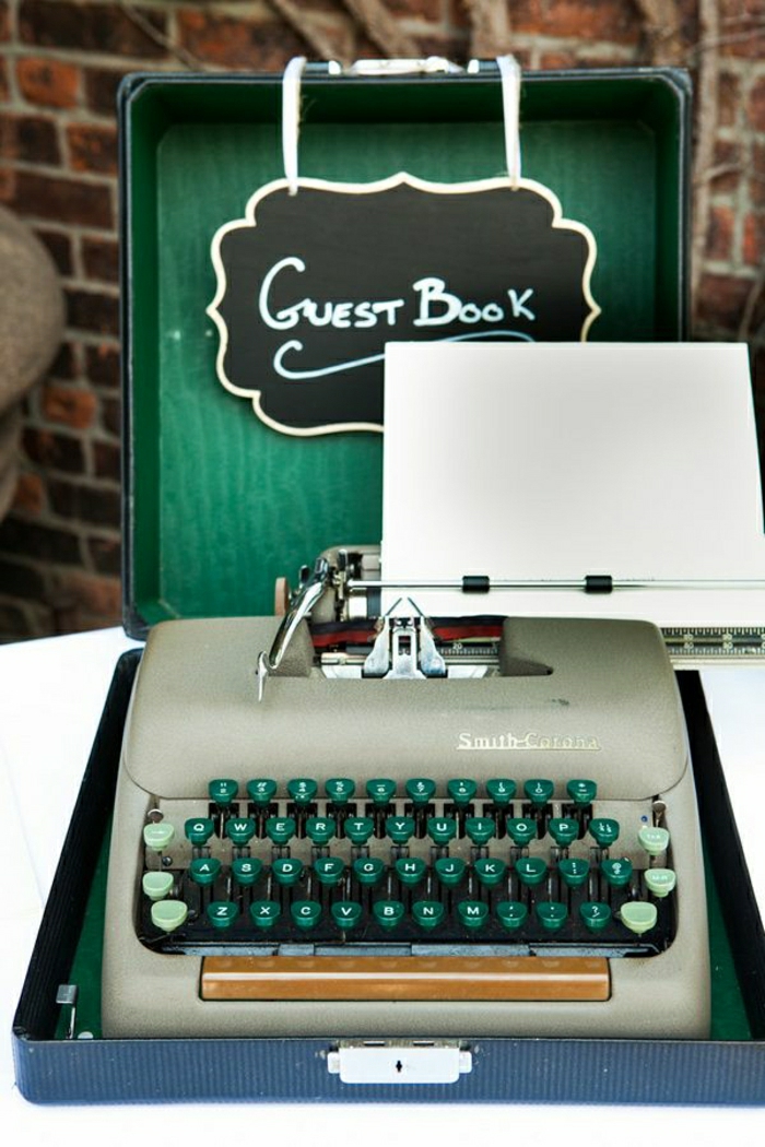 Hochzeitsdekoration-elektrische-Schreibmaschine-grün