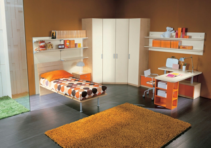 Jügenzimmer-für-Mädchen-orange-weich-teppich