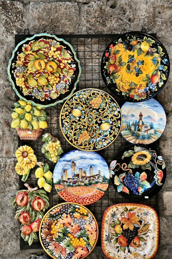 Keramikplatten-geschirr landhausstil-italienisch-handgemalt