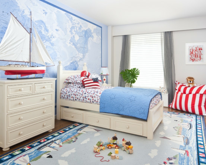 Kinderzimmer-Deko-rot-weiß-und-blau