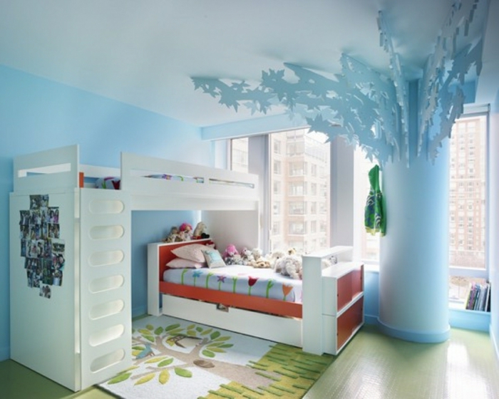 Kinderzimmer-Deko-weißes-Doppelbett