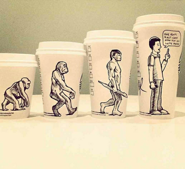 Starbucks-Papierbecher-verschiedene-Größen-Evolution-Zeichnungen-lustig