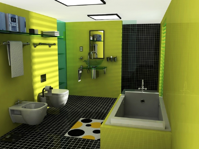 badezimmer-gestalten-in-Grün-kleiner-Teppich